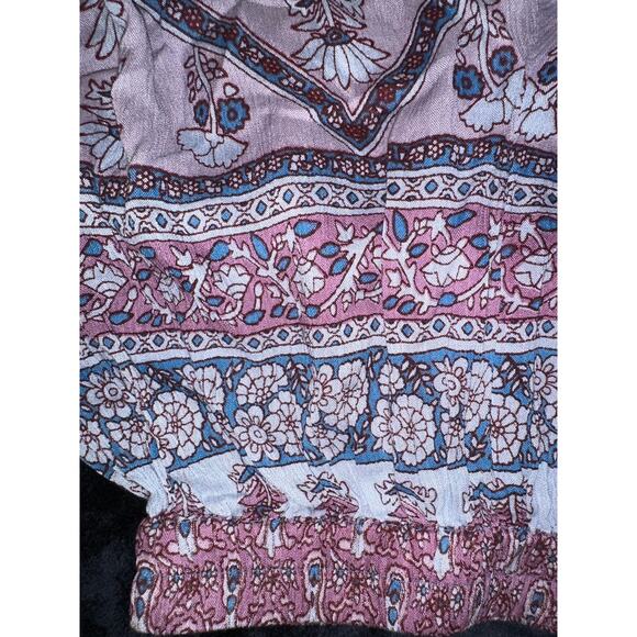 NWOT BLUE BOHEME BOHO GAUZE LAVENDER BLOCK PRINT SHORTS INDIA FRANCE ONE SIZE - Picture 6 of 7